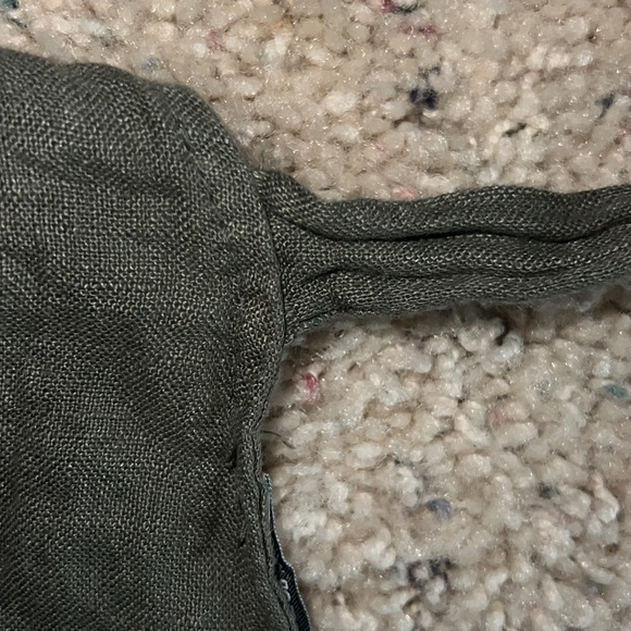 Rosemarine Made in Italy Green Gray Linen Midi Dress Sleeveless Lace Hem Size S - Picture 9 of 10